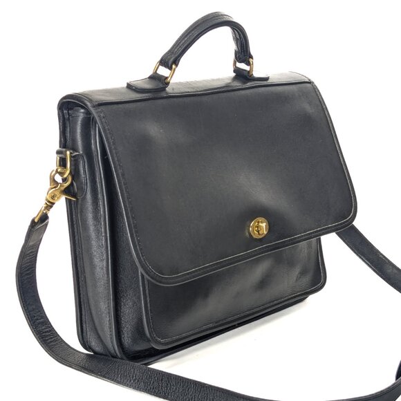 COACH USA Vintage Black Leather Briefcase Shoulder Bag - Made in USA - Picture 9 of 16